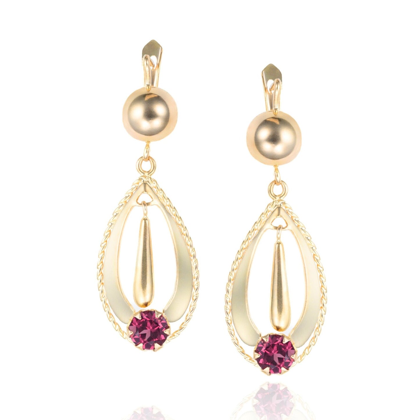 Pink Tourmaline Dangle Earrings in 18K Yellow Gold