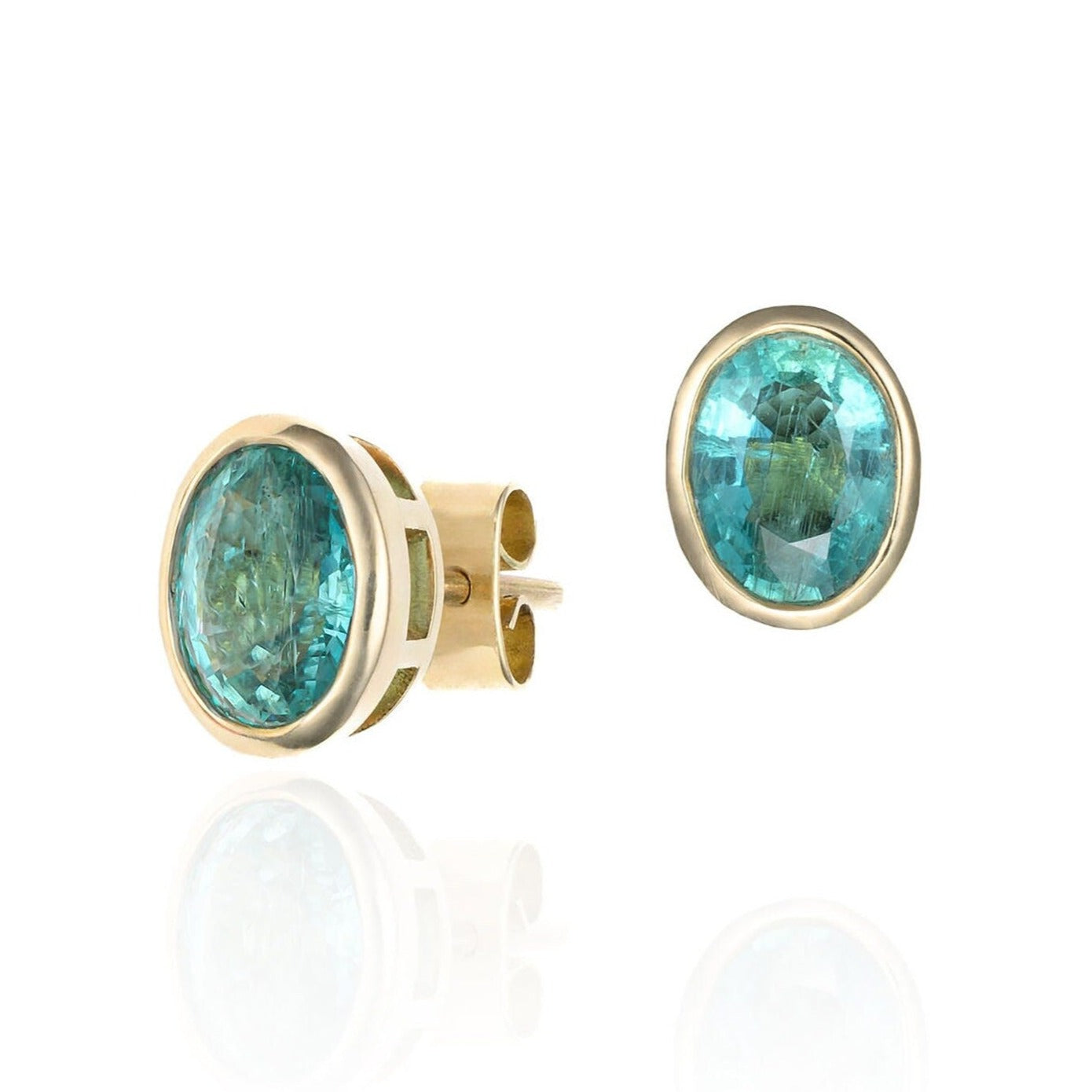 Zambian Emerald Stud Earrings in 18K Yellow Gold