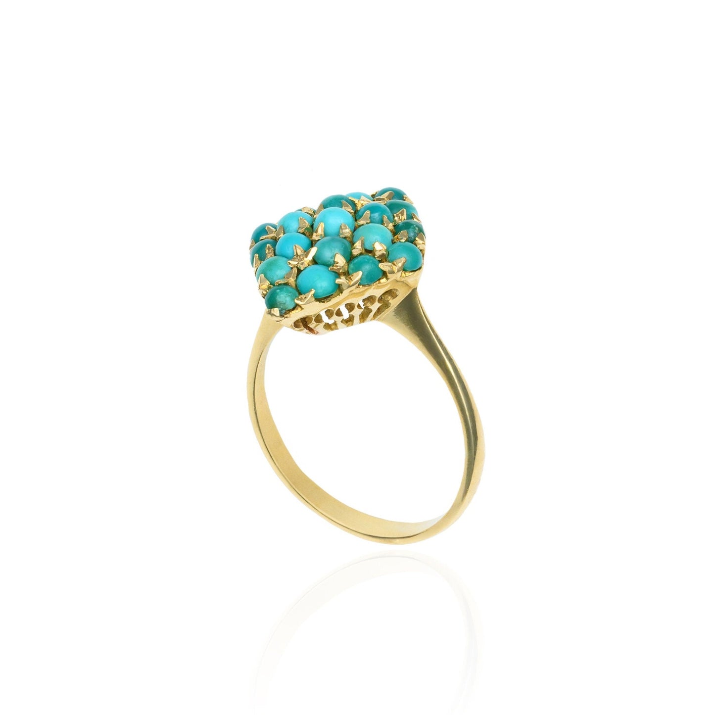 Antique Victorian Turquoise Cluster Ring in 18K Yellow Gold