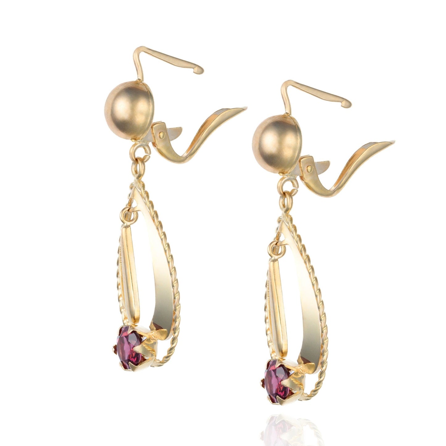 Pink Tourmaline Dangle Earrings in 18K Yellow Gold