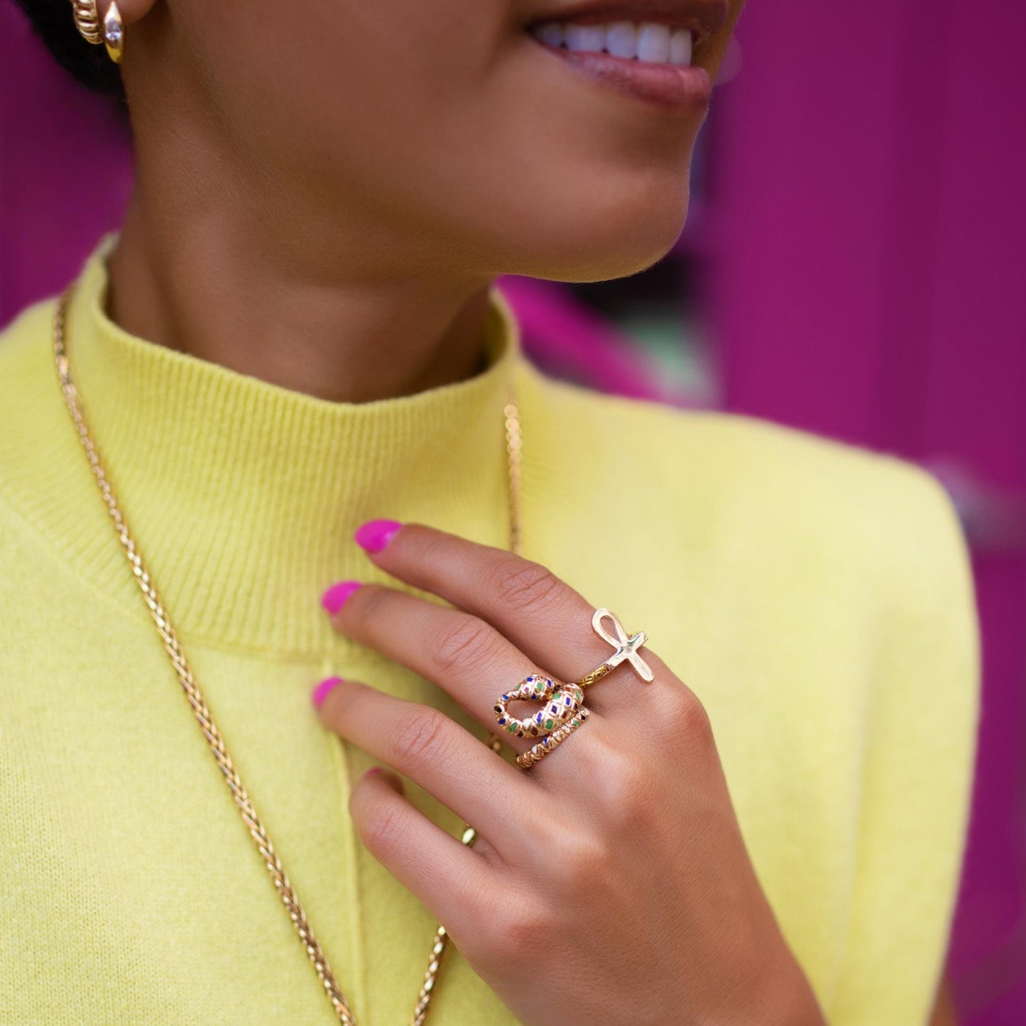 Egyptian Ankh Ring in 14K Yellow Gold