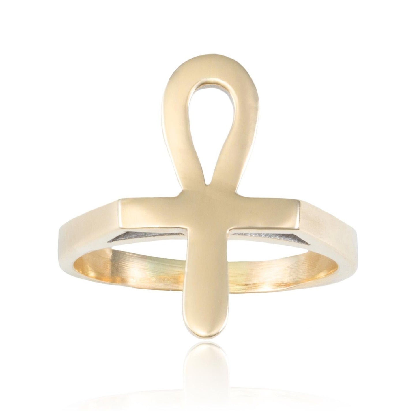 Egyptian Ankh Ring in 14K Yellow Gold