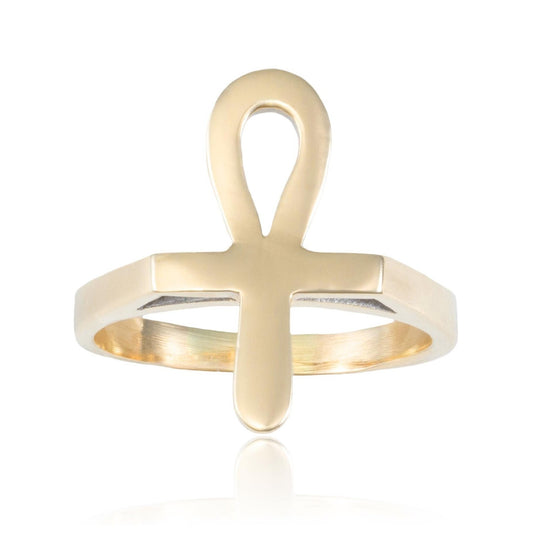 Egyptian Ankh Ring in 14K Yellow Gold