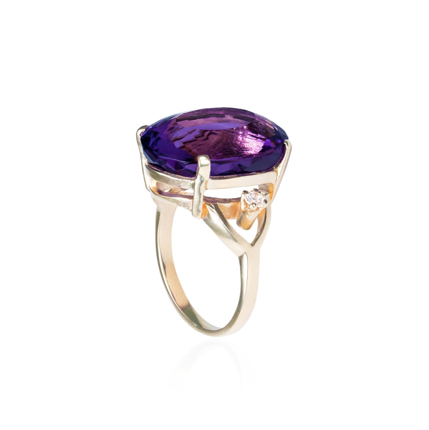 Amethyst & Diamond Cocktail Ring in 14K Gold