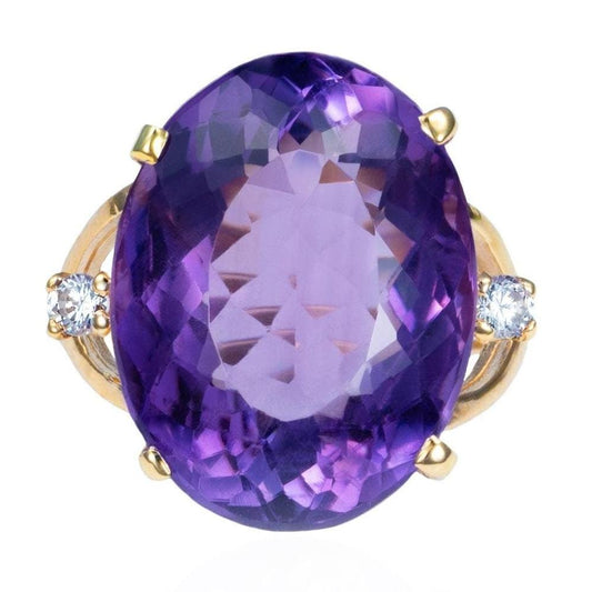 Amethyst & Diamond Cocktail Ring in 14K Gold