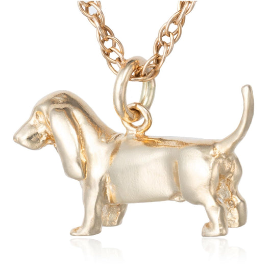 Dachshund Weiner Dog Pendant in Heavy 14K Yellow Gold