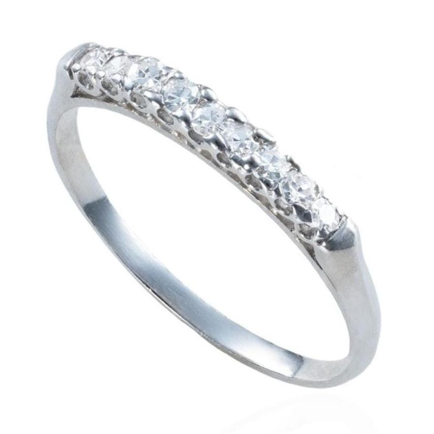 Art Deco Platinum Diamond Stackable Band