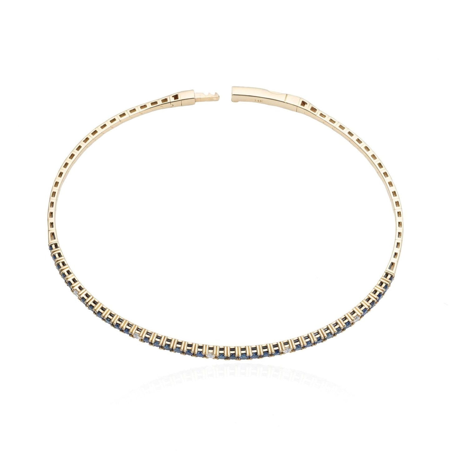 Sapphire & Diamond Flexible Bangle in 14K Yellow Gold