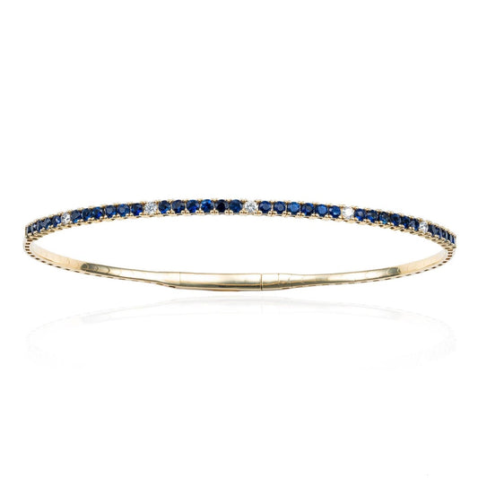 Sapphire & Diamond Flexible Bangle in 14K Yellow Gold