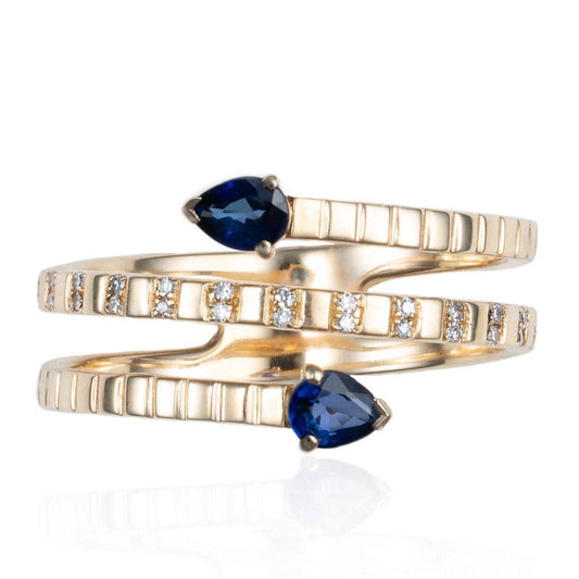 Sapphire & Diamond Wrap Ring in 14K Yellow Gold