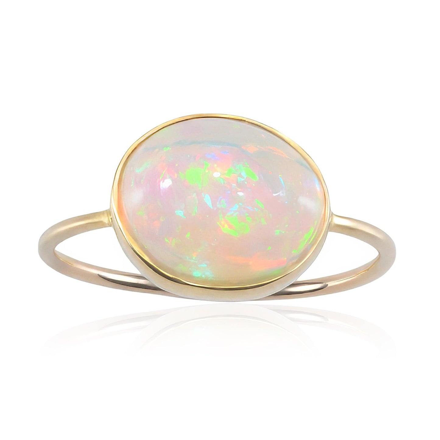 Bezel Set Opal Ring in 14K Yellow Gold