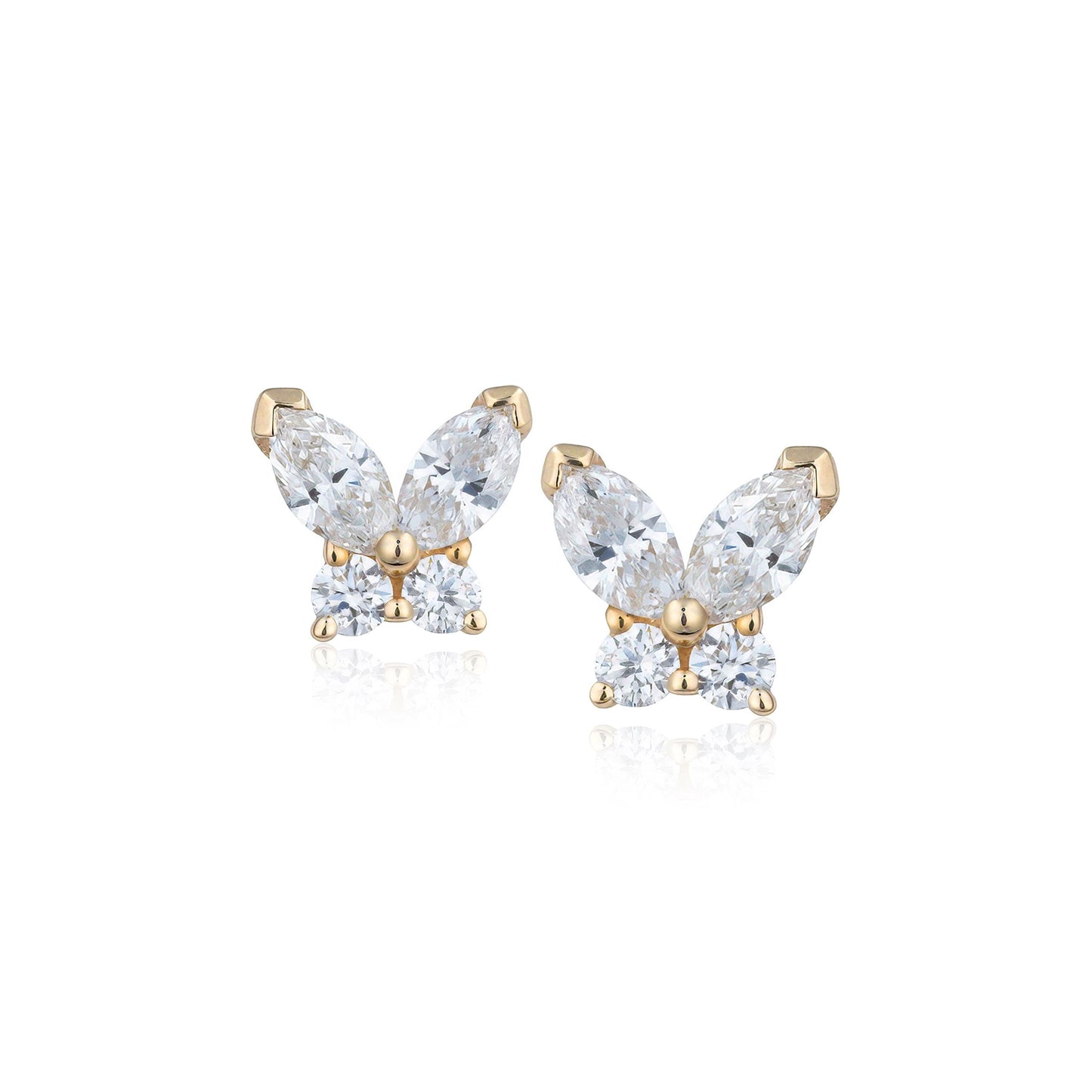 Diamond Butterfly Studs in 14K Yellow Gold