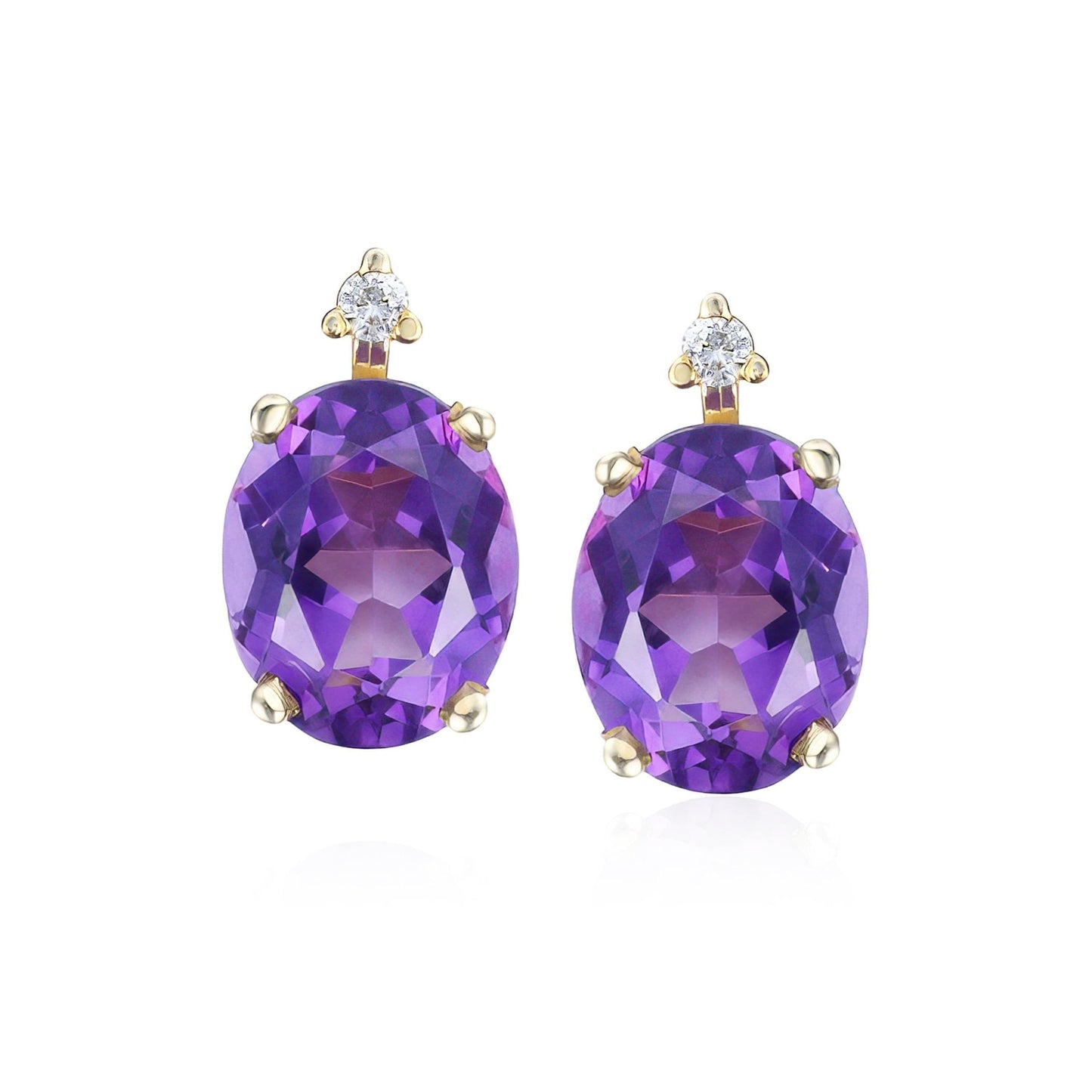 Amethyst with Diamond Accents Stud Earrings in 14K Yellow Gold