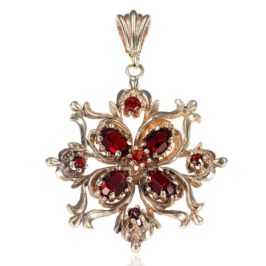 Victorian Garnet Pendant in 14K Yellow Gold