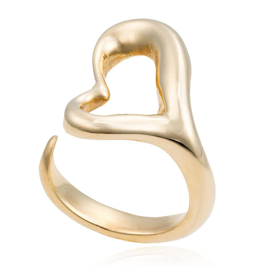 VINTAGE Open Heart Pinky Ring in 14K Yellow Gold