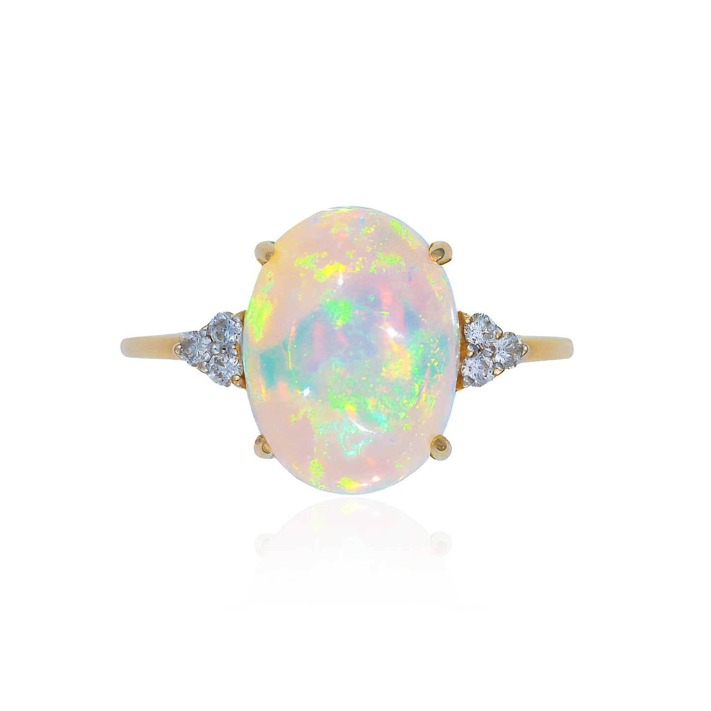 Opal & Diamond Ring in 14K Yellow Gold