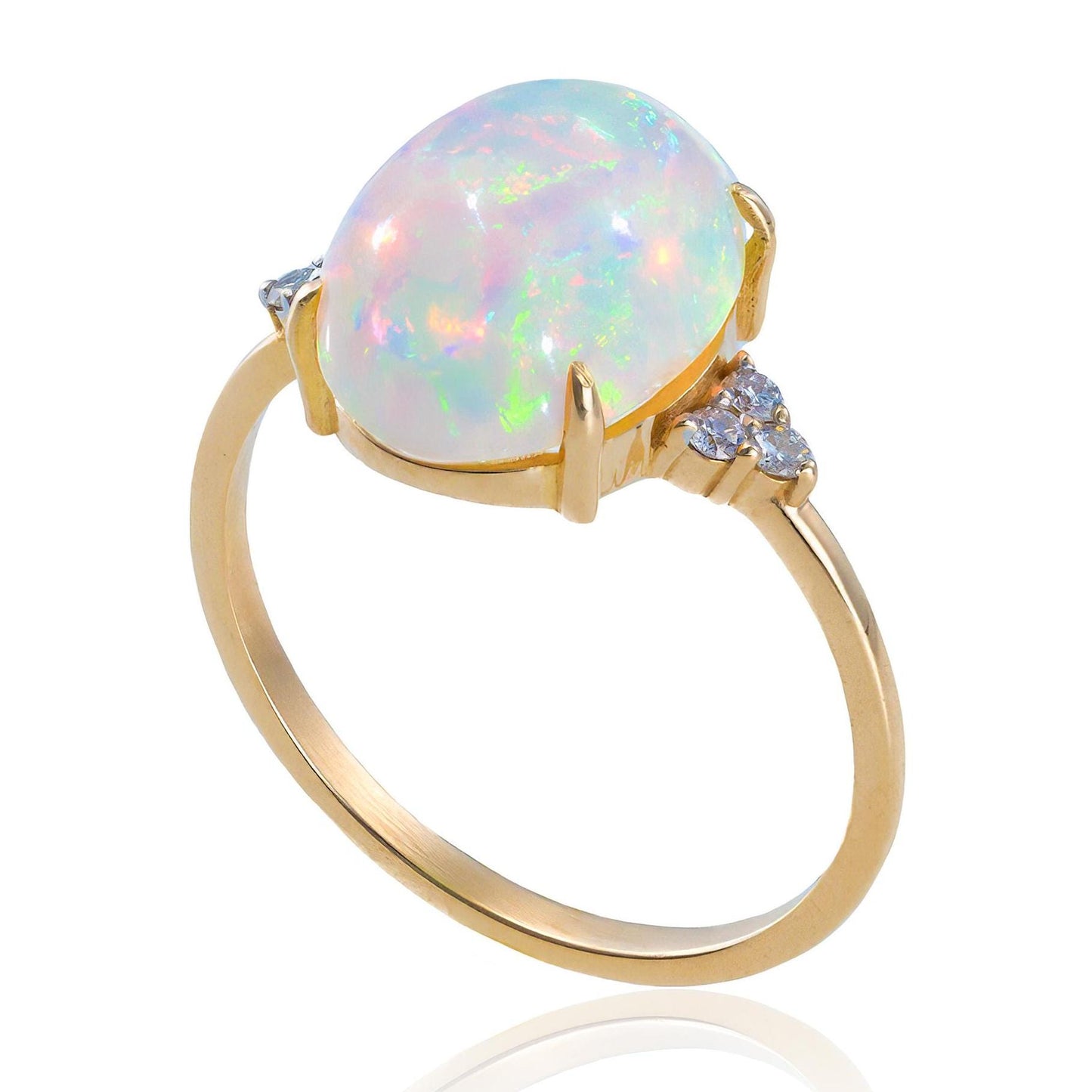 Opal & Diamond Ring in 14K Yellow Gold