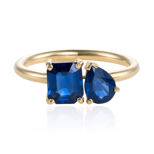 Toi Et Moi Sapphire Ring in 18K Yellow Gold
