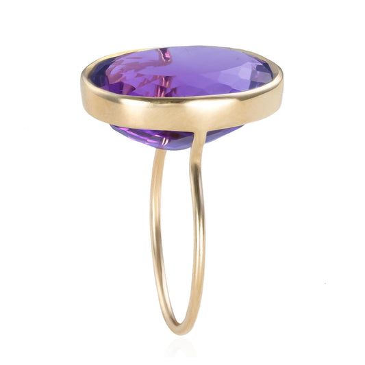 Amethyst Minimalist Ring in 14K Yellow Gold