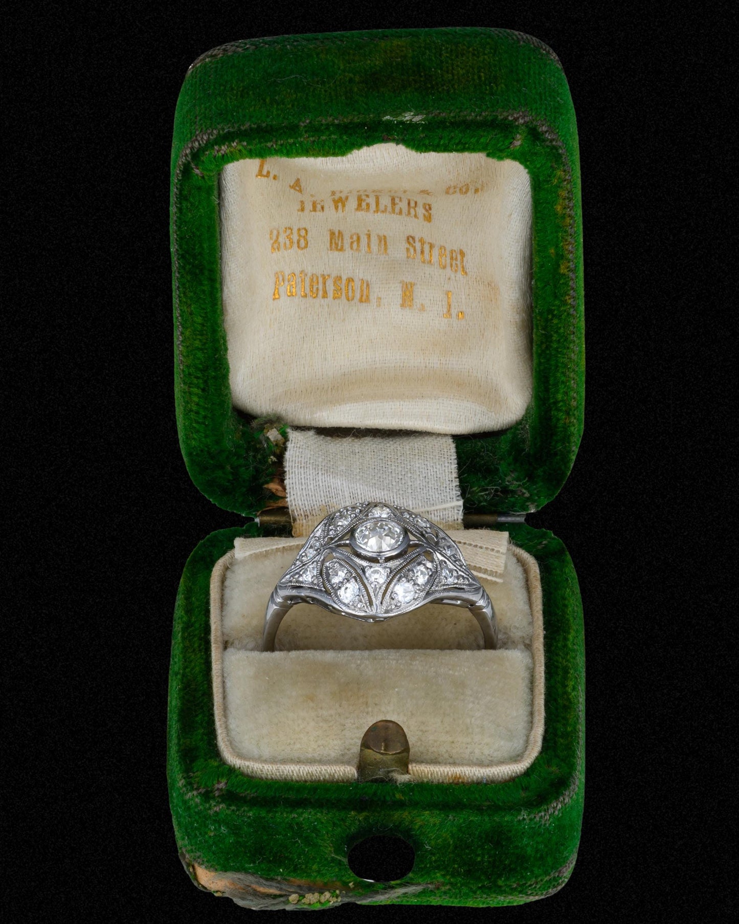 Edwardian Old European Cut Domed Filigree Ring in Platinum