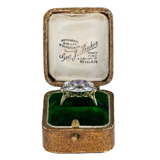 Edwardian Rose de France & Diamond Ring in Two-Toned 14K Gold