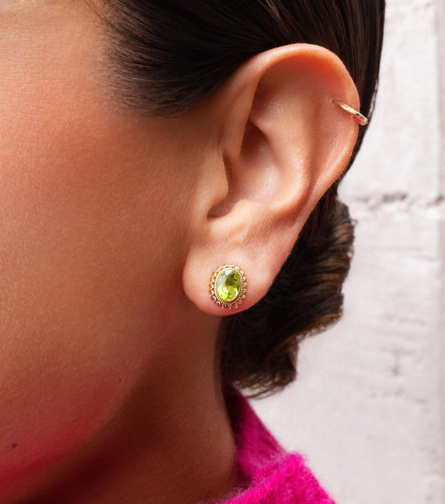Peridot Stud Earrings in 14K Yellow Gold