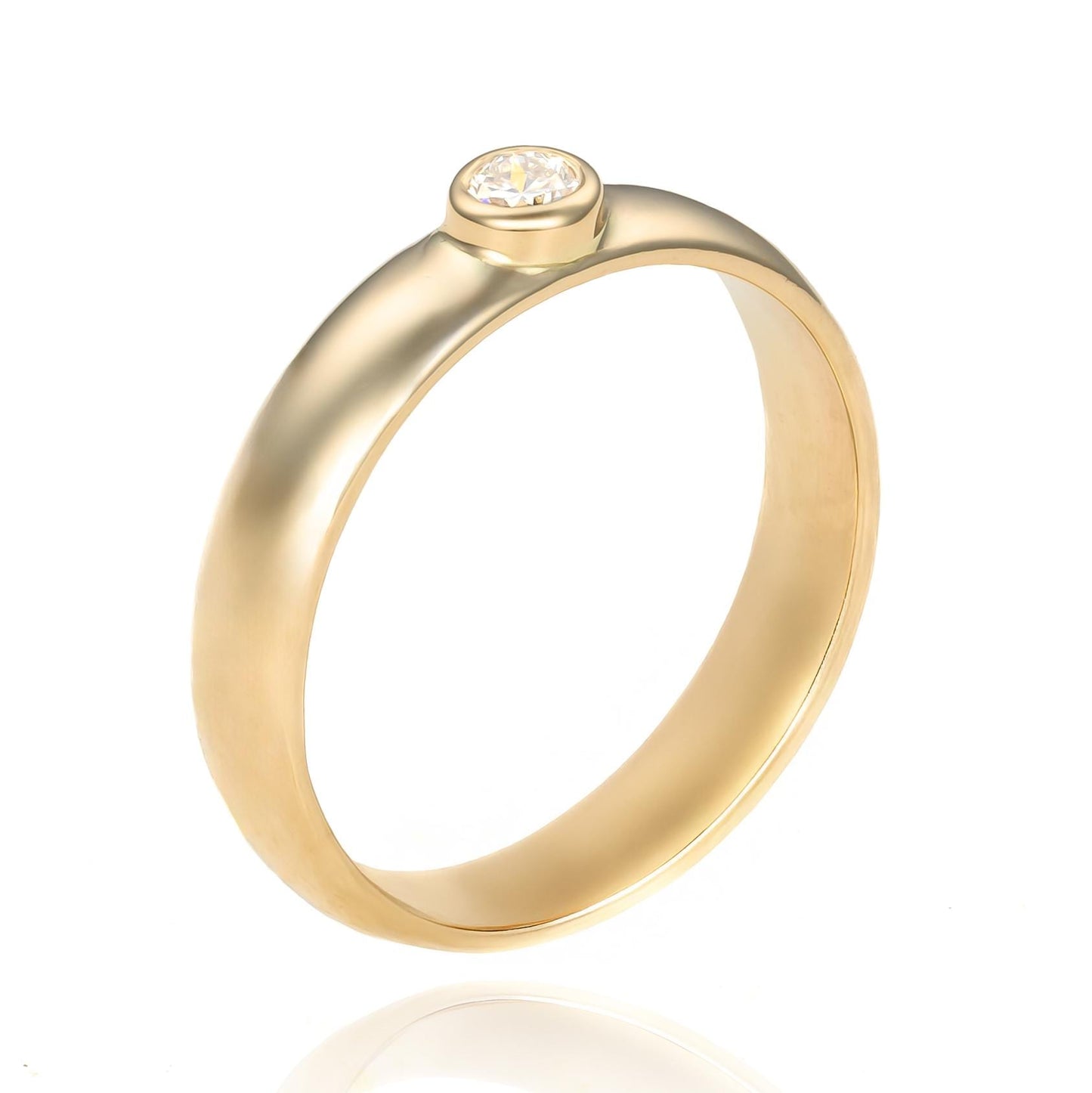 Diamond Bezel Wide Band Ring in 10K Yellow Gold