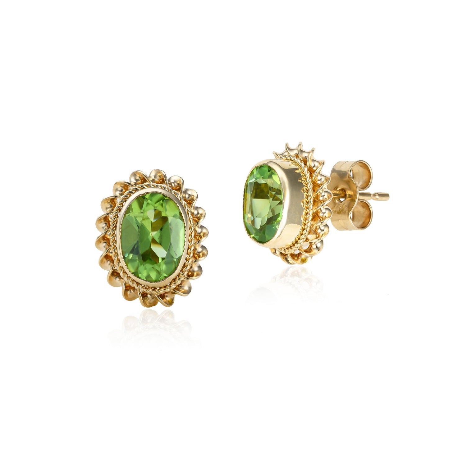 Peridot Stud Earrings in 14K Yellow Gold