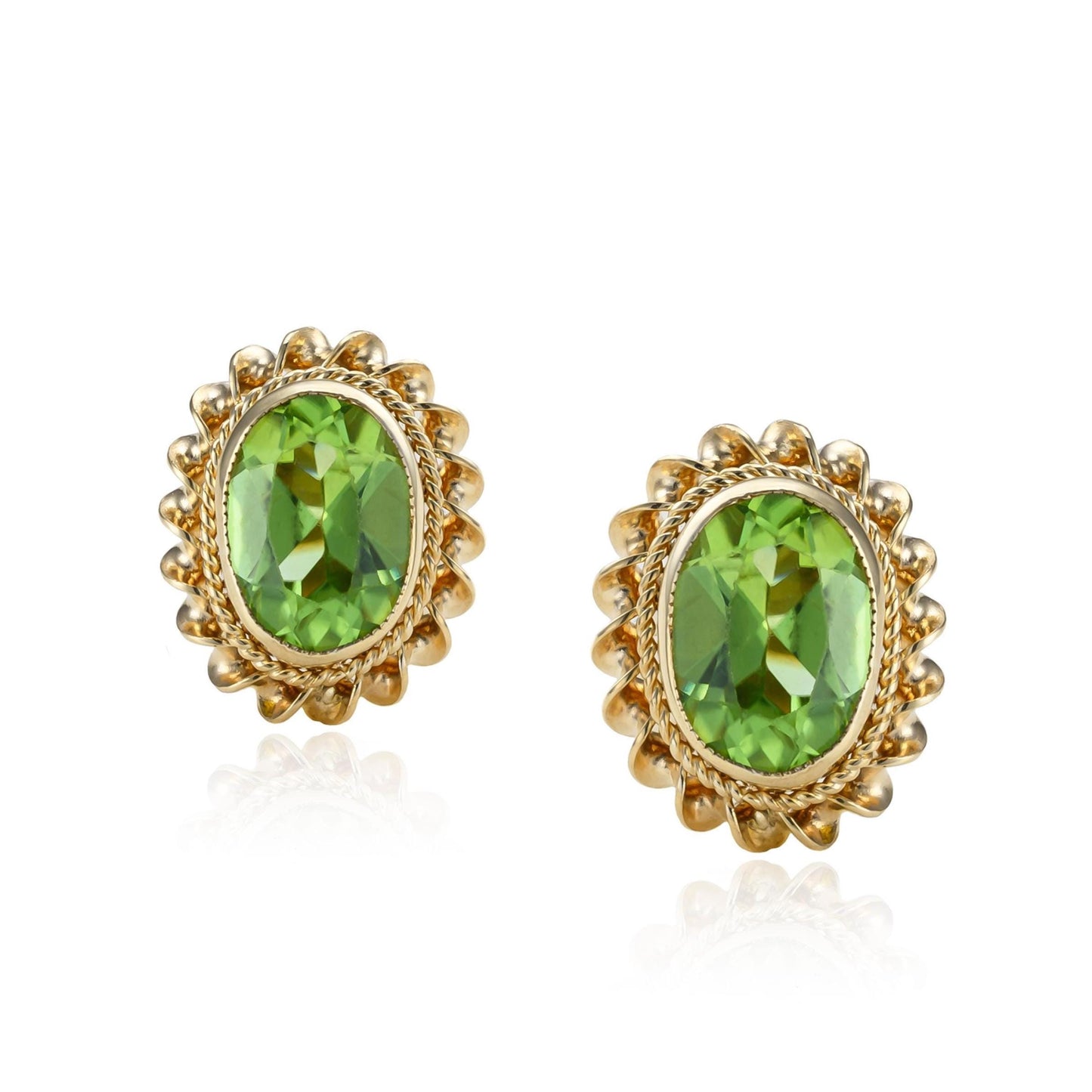 Peridot Stud Earrings in 14K Yellow Gold