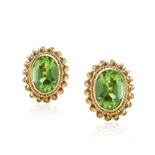 Peridot Stud Earrings in 14K Yellow Gold