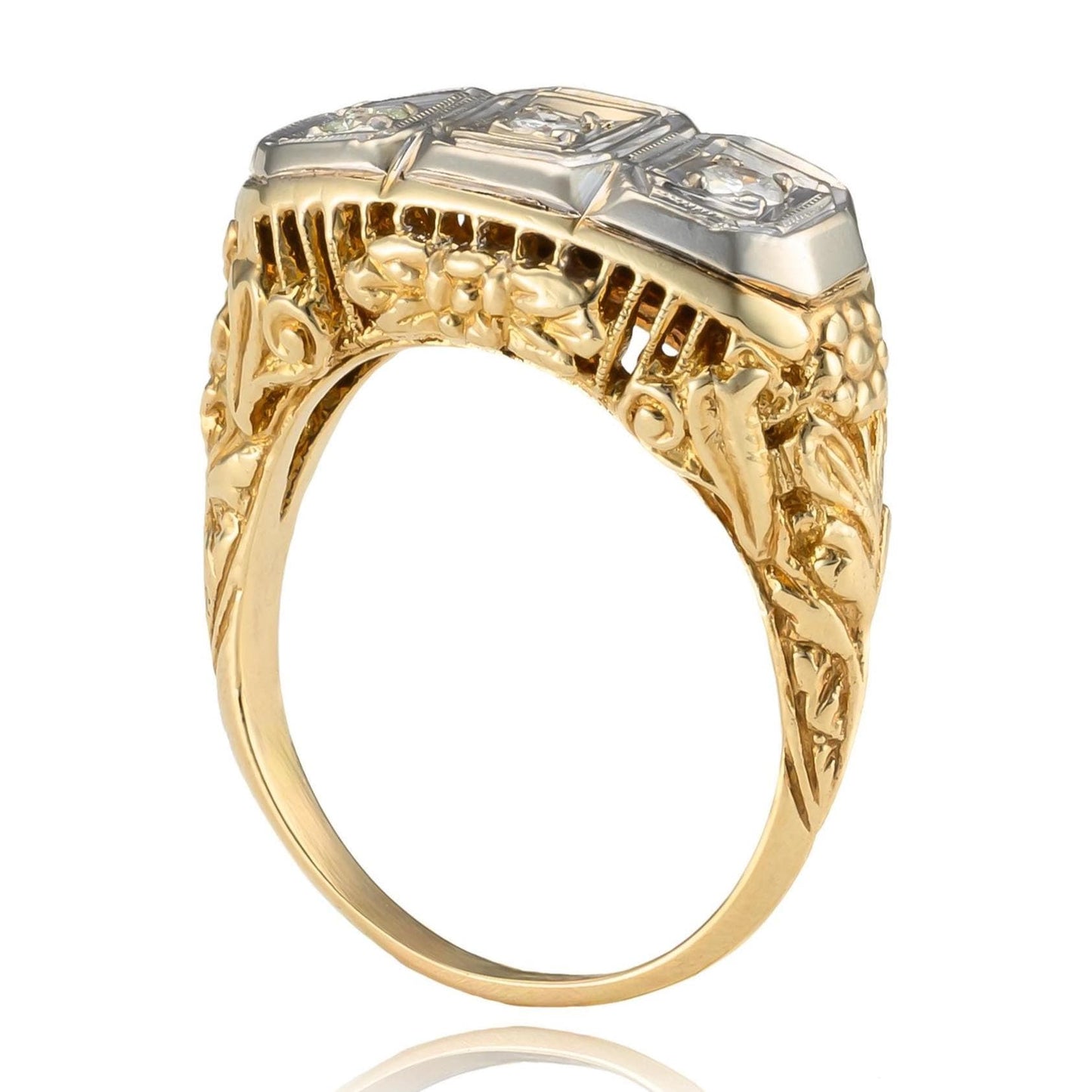 Edwardian Diamond Ring in 14K Yellow & White Gold