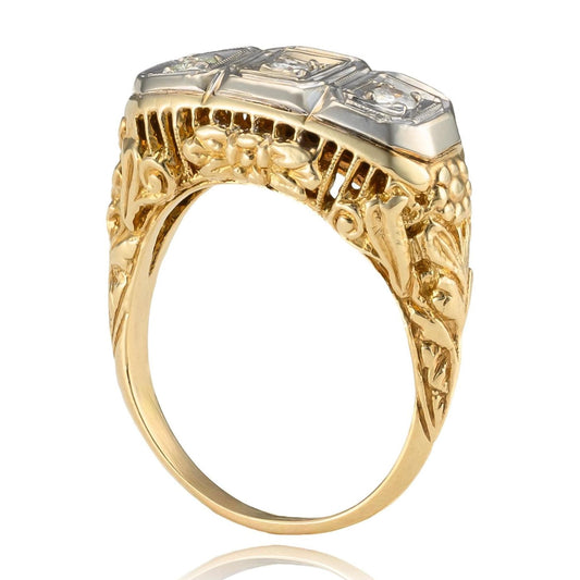 Edwardian Diamond Ring in 14K Yellow & White Gold