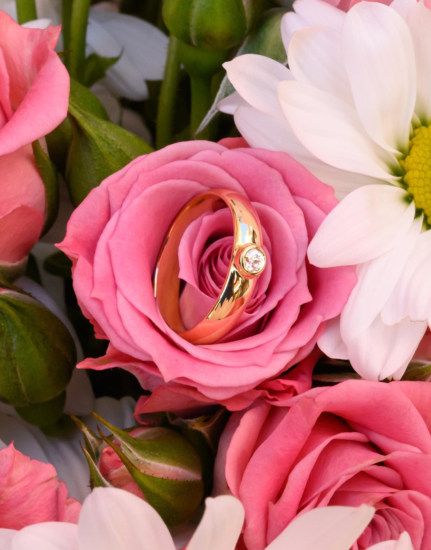 Diamond Bezel Wide Band Ring in 10K Yellow Gold