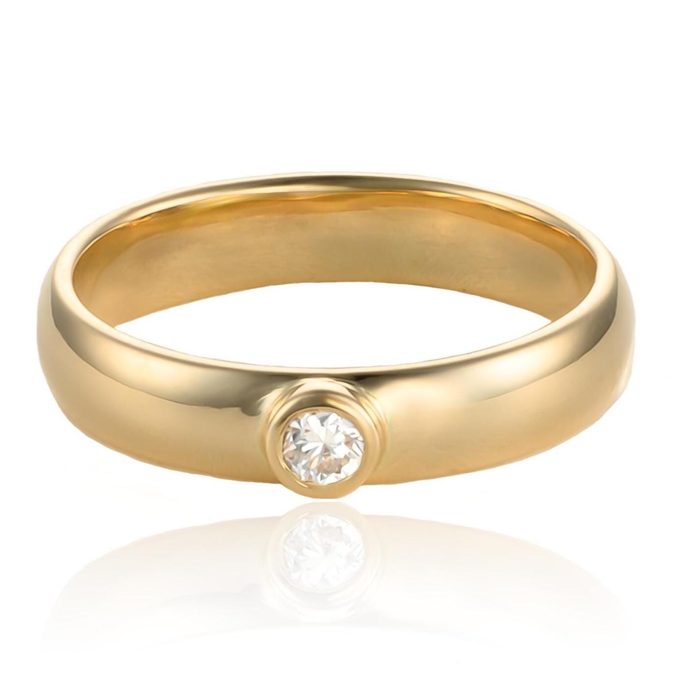 Diamond Bezel Wide Band Ring in 10K Yellow Gold