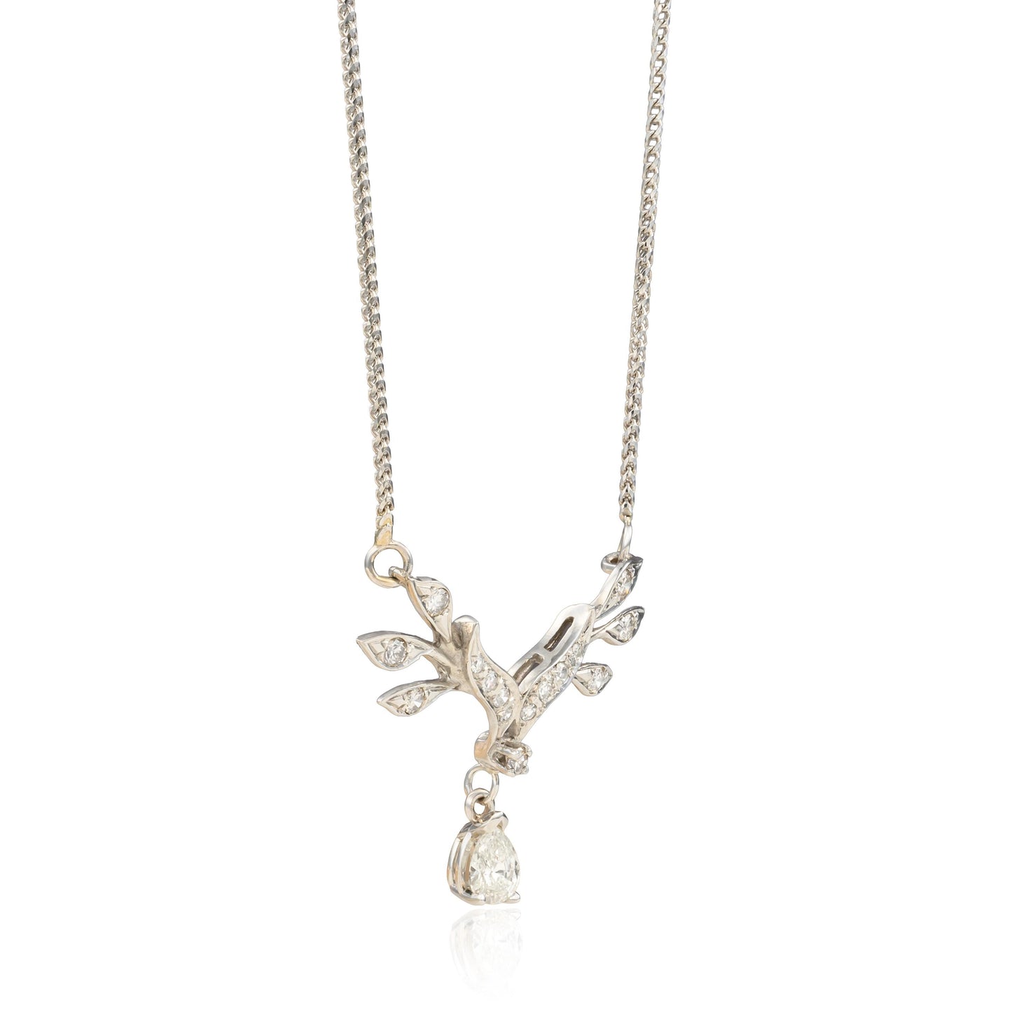 Art Deco Diamond Necklace in 14K White Gold