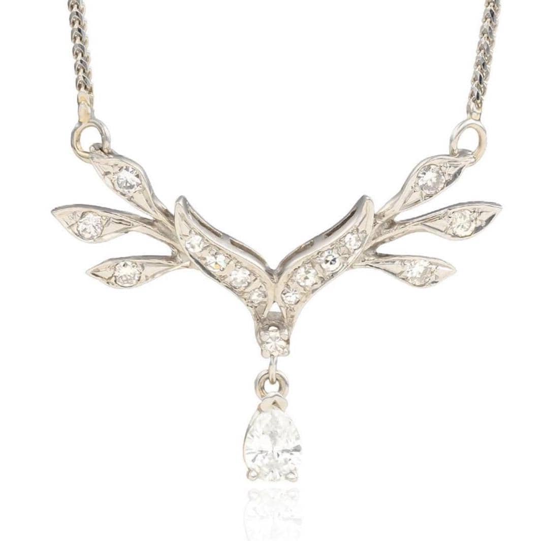 Art Deco Diamond Necklace in 14K White Gold