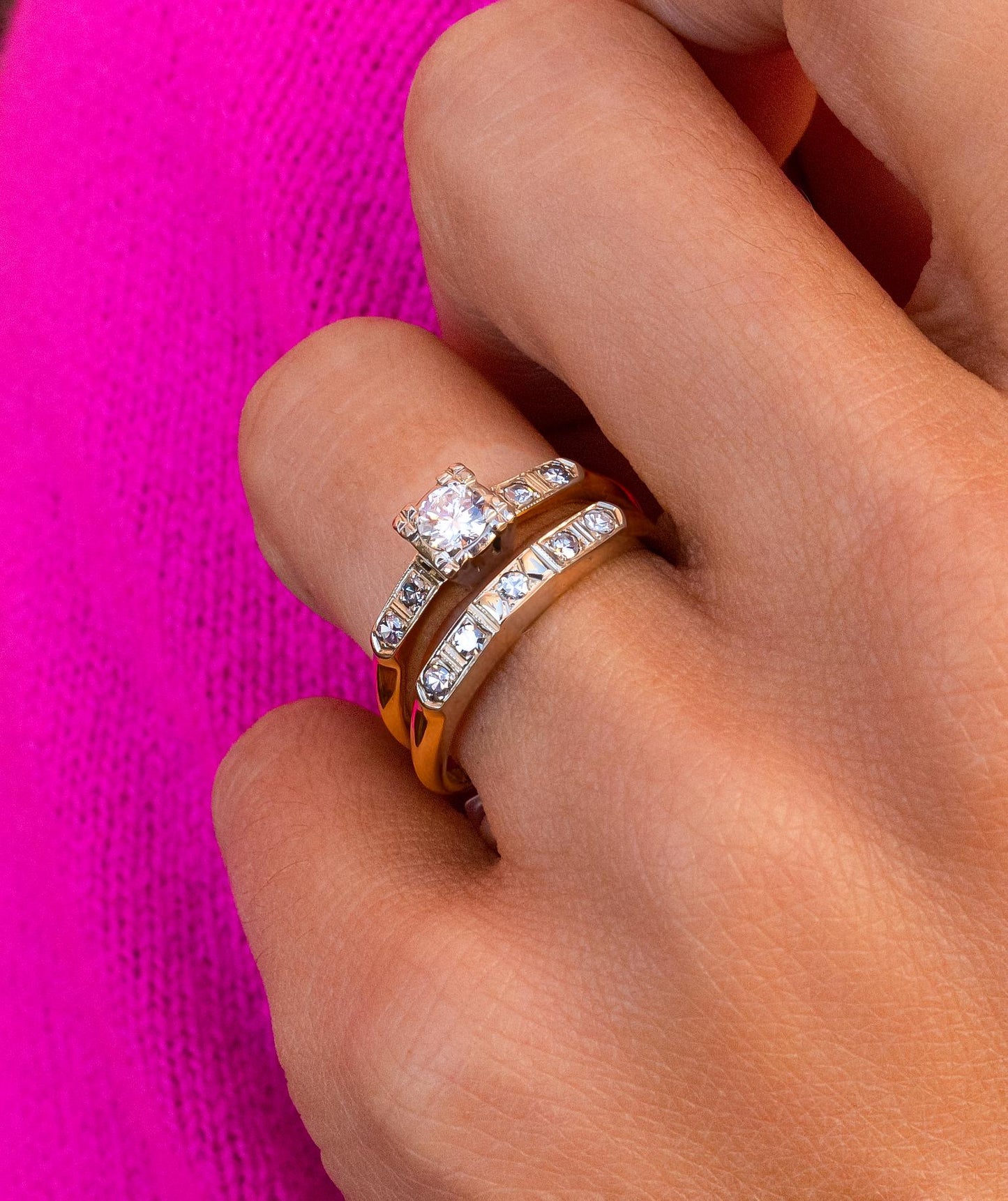 Diamond Wedding Set in 14K Gold