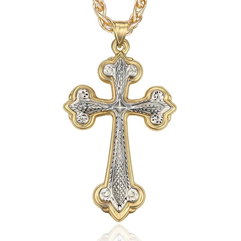 Ornate Serenity Prayer Cross Pendant in 14K Gold