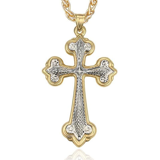 Ornate Serenity Prayer Cross Pendant in 14K Gold