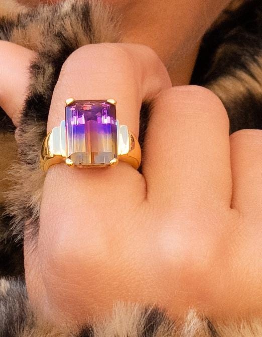 Ametrine Ring in Heavy 14K Yellow Gold