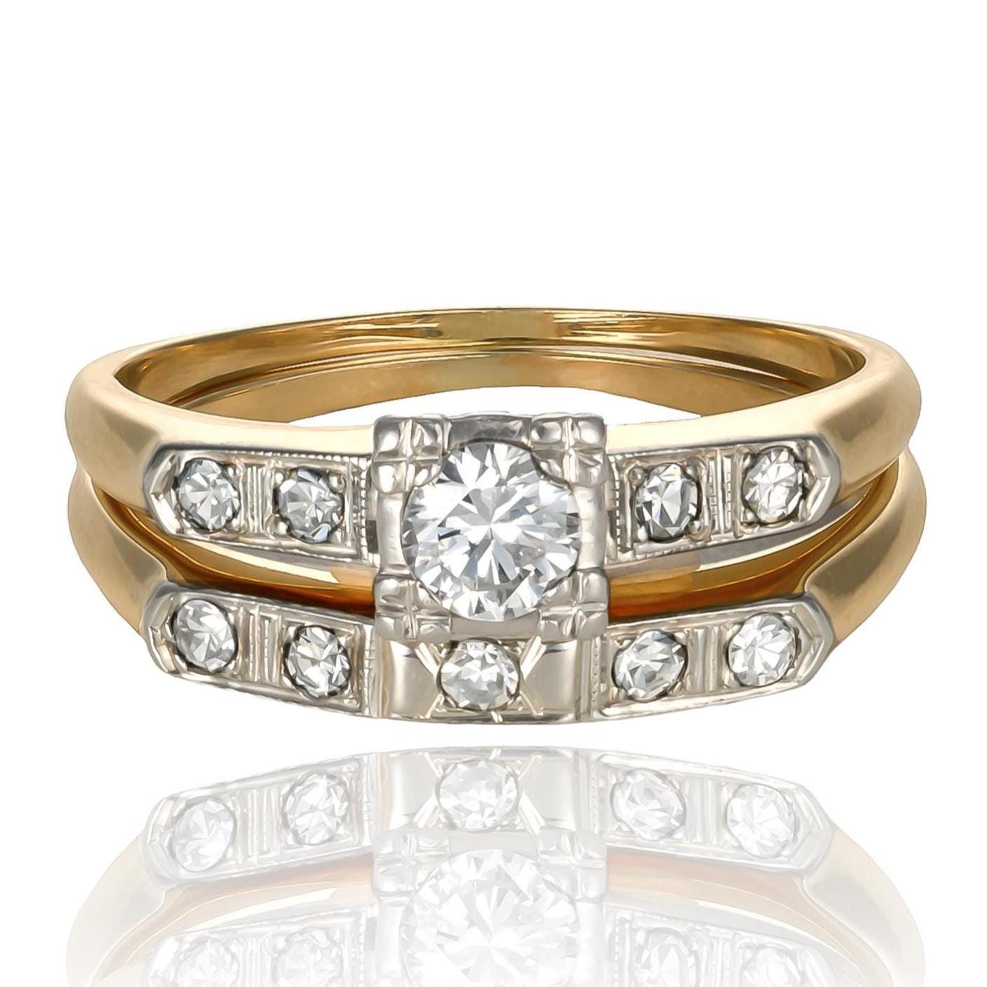 Diamond Wedding Set in 14K Gold