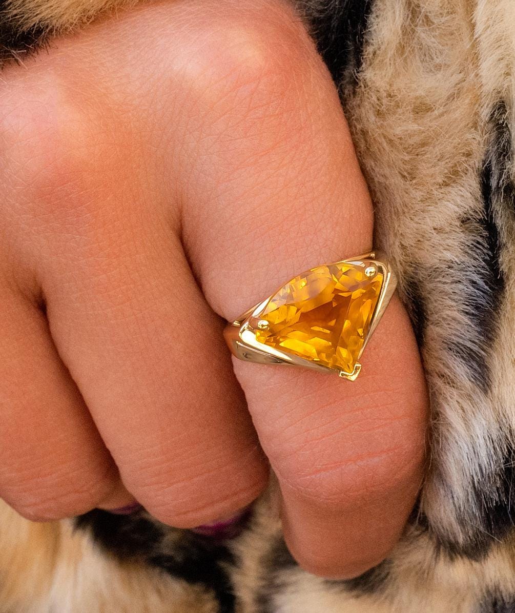 Citrine Shield Ring in 14K Yellow Gold