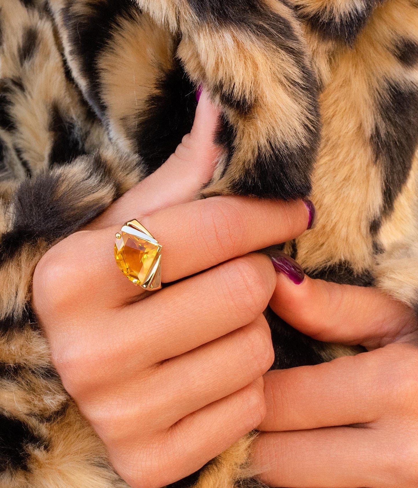 Citrine Shield Ring in 14K Yellow Gold