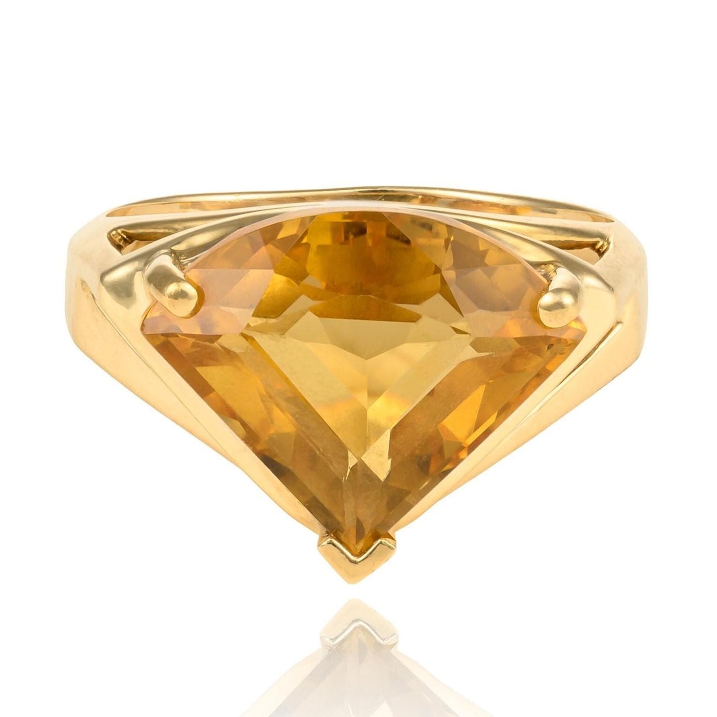 Citrine Shield Ring in 14K Yellow Gold