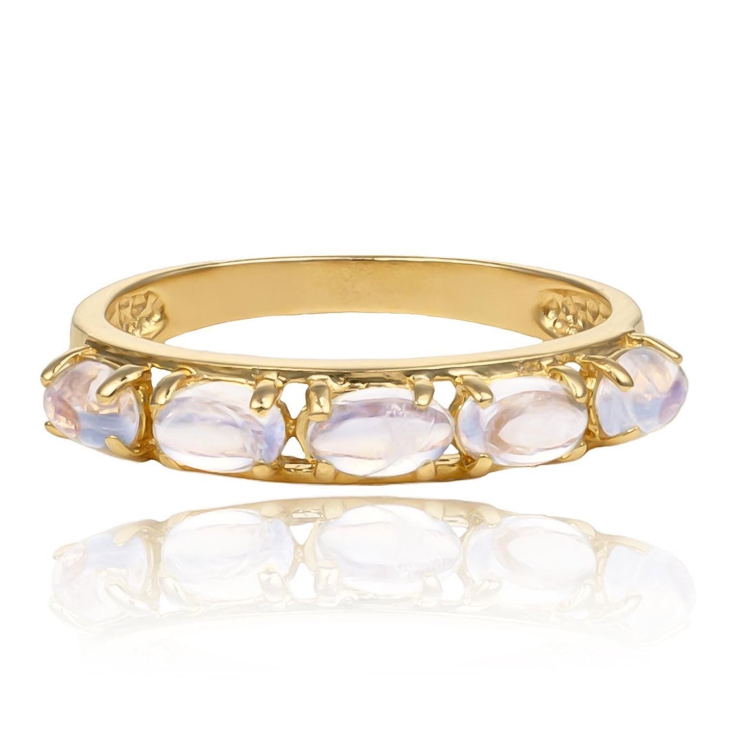 Rainbow Moonstone Band in 14K Yellow Gold