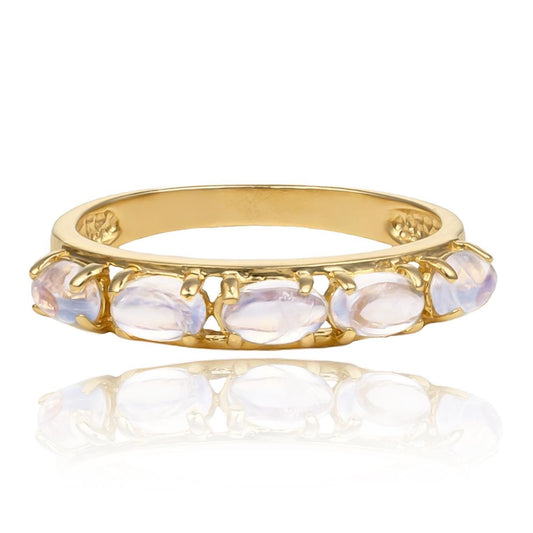 Rainbow Moonstone Band in 14K Yellow Gold