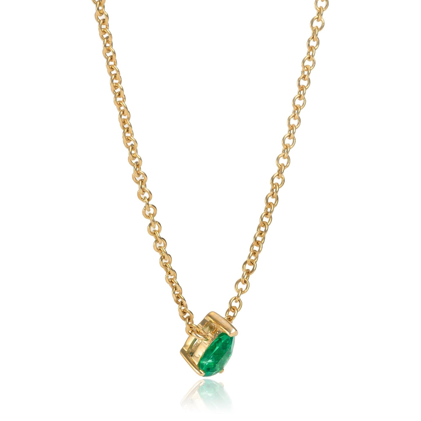 Dainty Pear Shaped Emerald Necklace in 14K Yellow Gold
