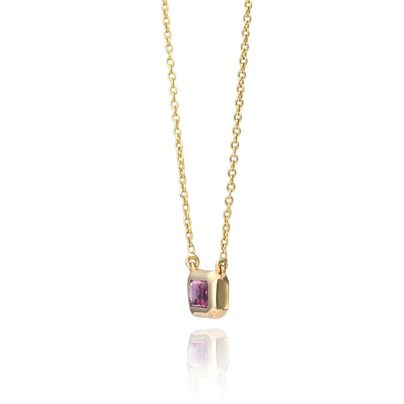 Tourmaline Bezel Necklace in 14K Yellow Gold