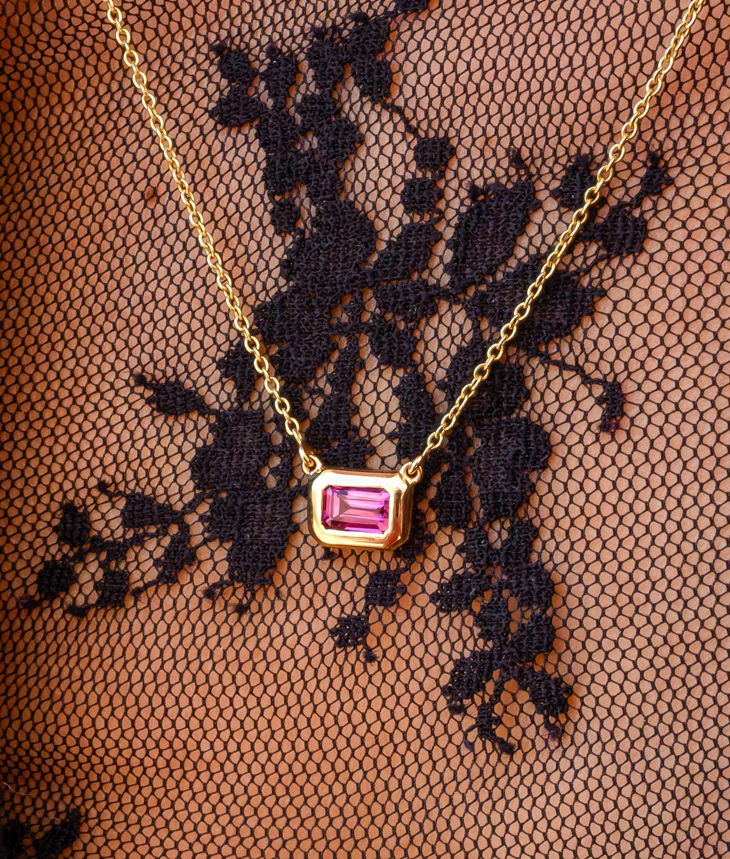 Tourmaline Bezel Necklace in 14K Yellow Gold