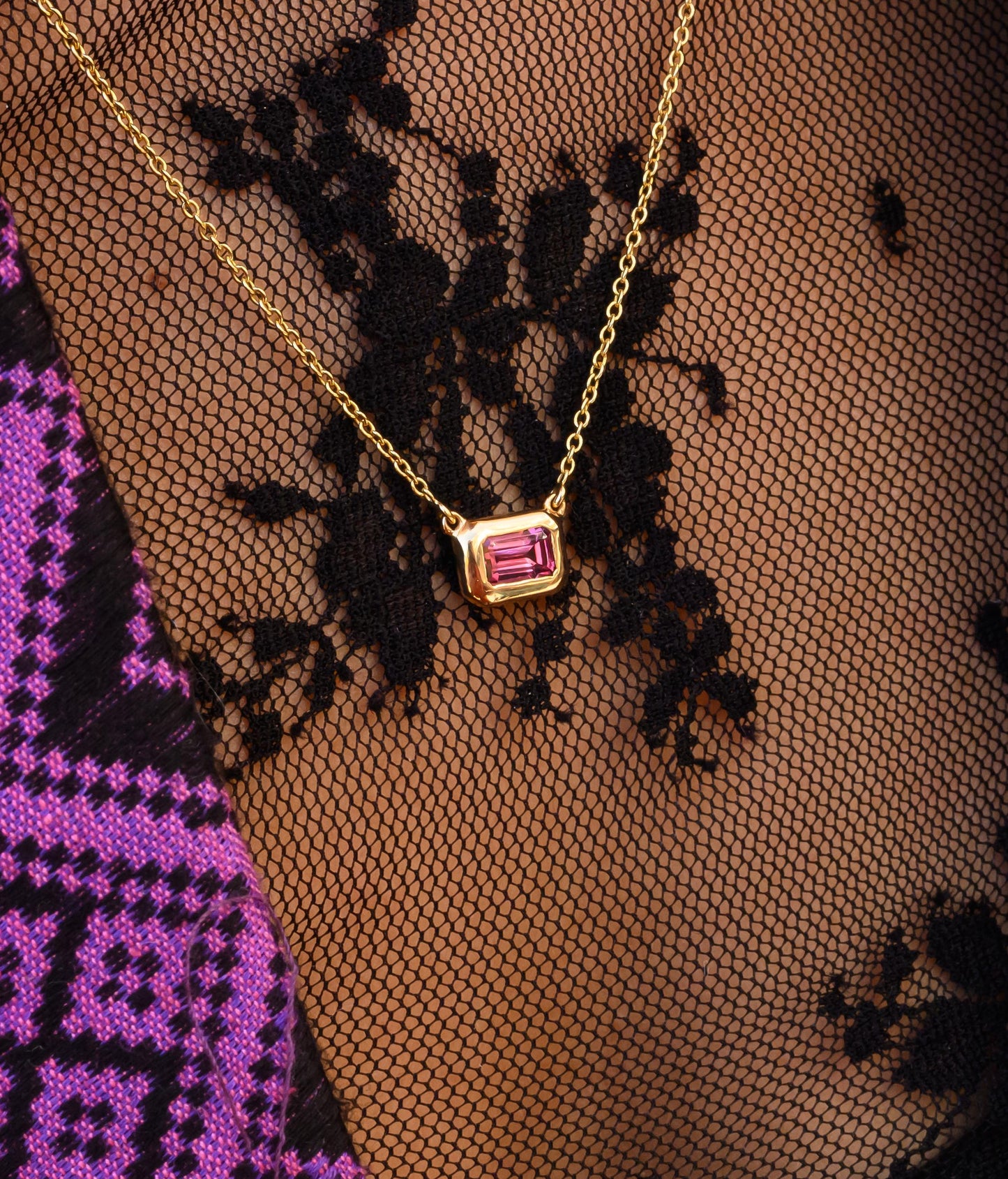 Tourmaline Bezel Necklace in 14K Yellow Gold